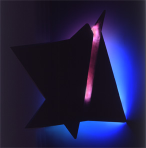 "Folded II", featured in the virtual neon art gallery, this site displays the neon art, neon sculpture and neon art installations of neon artist Eric Ehlenberger, including modern and contemporary art work as well as a line of neon clocks and wall sconces