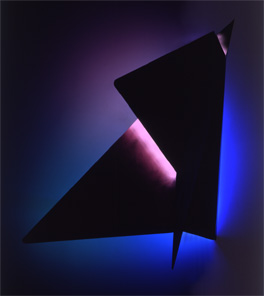 "Folded II", featured in the virtual neon art gallery, this site displays the neon art, neon sculpture and neon art installations of neon artist Eric Ehlenberger, including modern and contemporary art work as well as a line of neon clocks and wall sconces