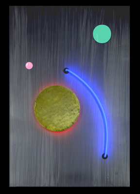"Circle, Arc V", exhibited in this virtual neon art gallery exhibition of neon sculpture and neon art installations