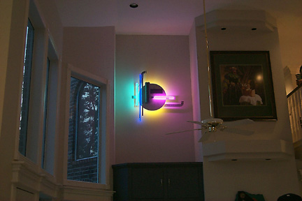 Ravkind neon sculpture art installation: contemporary home interior decoration: and Interior Design 