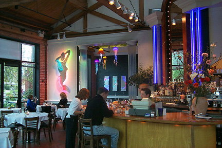 Neon Sculpture art installation at Bucci's restaurant: Emeryville, near San Francisco