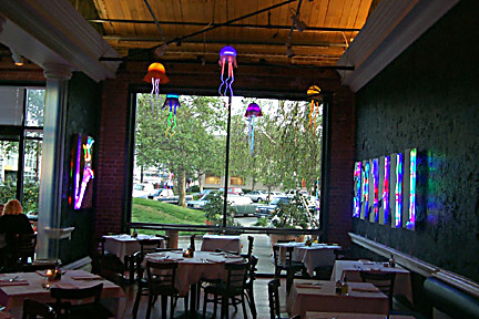 Neon Sculpture art installation at Bucci's restaurant: Emeryville, near San Francisco