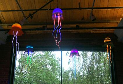Neon Sculpture art installation at Bucci's restaurant: Emeryville, near San Francisco