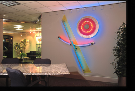 Celebration III, exhibited in this virtual neon art gallery exhibition of neon sculpture and neon art installations