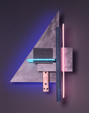 "Construction II," exhibited in this virtual neon art gallery exhibition of neon sculpture and neon art installations