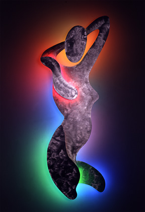 Woman I, featured in this virtual neon art gallery, displaying the neon sculpture and neon art installations, including modern and contemporary art work as well as a line of neon clocks and wall sconces