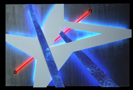 Tectonic VI, featured in this virtual neon art gallery, displaying the neon sculpture and neon art installations, including modern and contemporary art work as well as a line of neon clocks and wall sconces