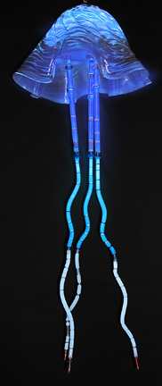 "Jellyfish ", exhibited in this virtual neon art gallery exhibition of marine art, neon sculpture and neon art installations