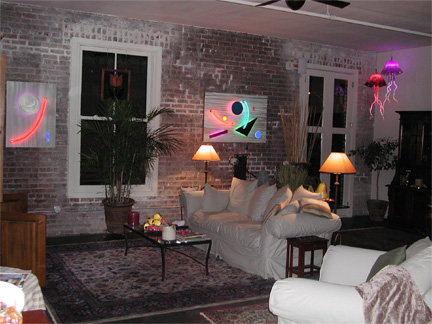 St Raymond neon sculpture art installation: contemporary home interior decoration: and Interior Design 